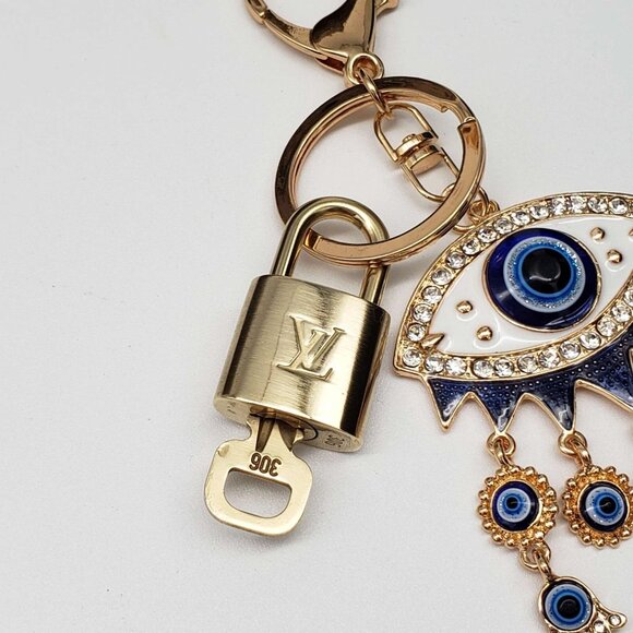Authentic Louis Vuitton Lock & Key with unbranded Evil Eye Protection Bagcharm - Picture 5 of 9